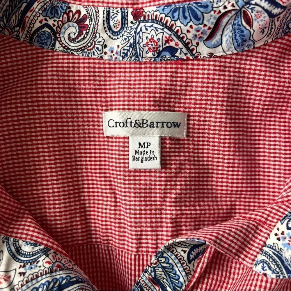Croft & Barrow Red & White Gingham Sleeveless Button Down Shirt - Picture 4 of 5